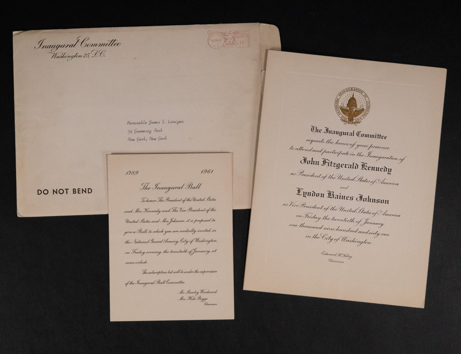 John F. Kennedy Inaugural Invitation Washington 1961 (1 of 3)