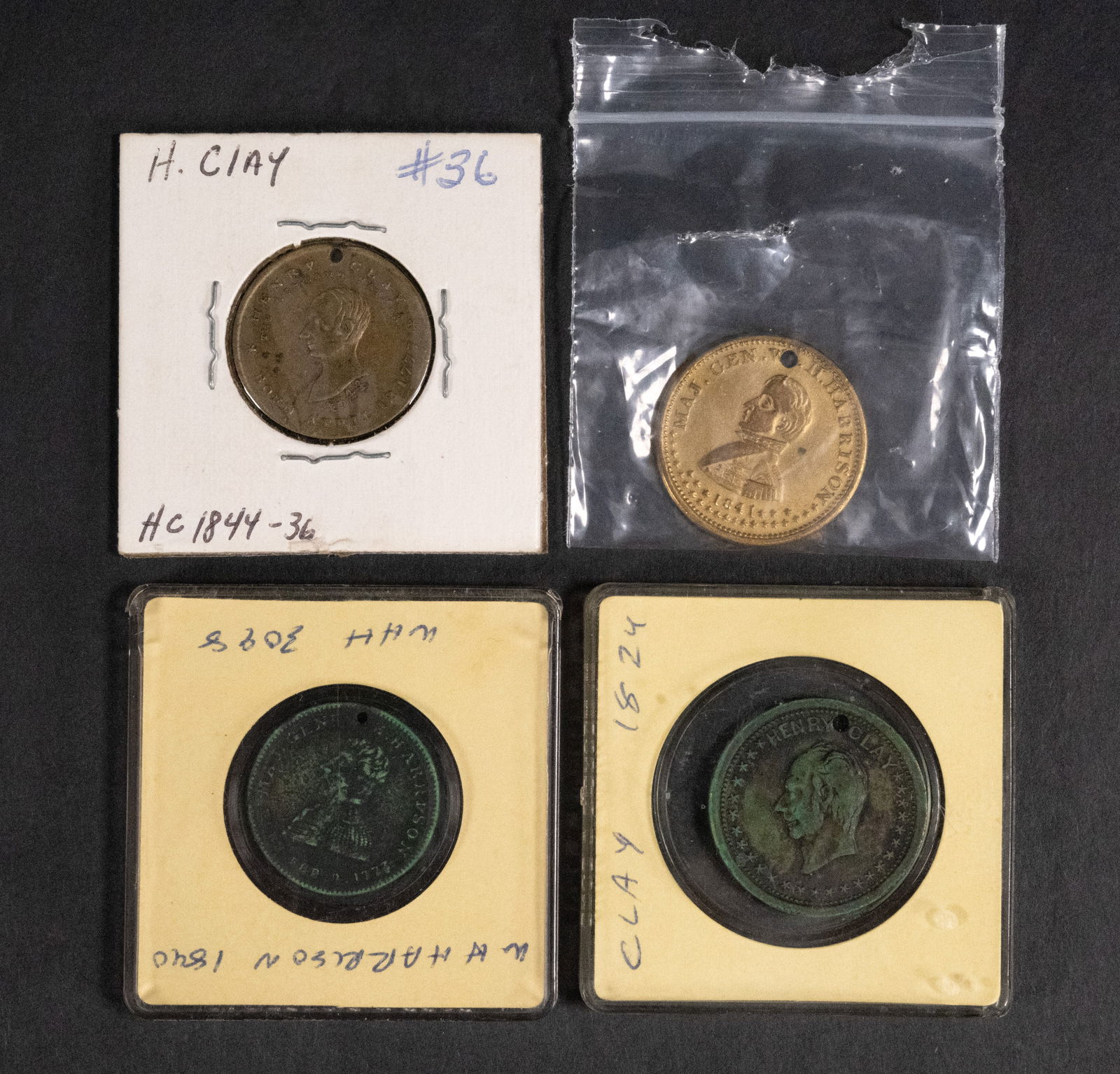 19th c. Presidential Political Campaign Brass Medal Collection Harrison Clay (1 of 5)