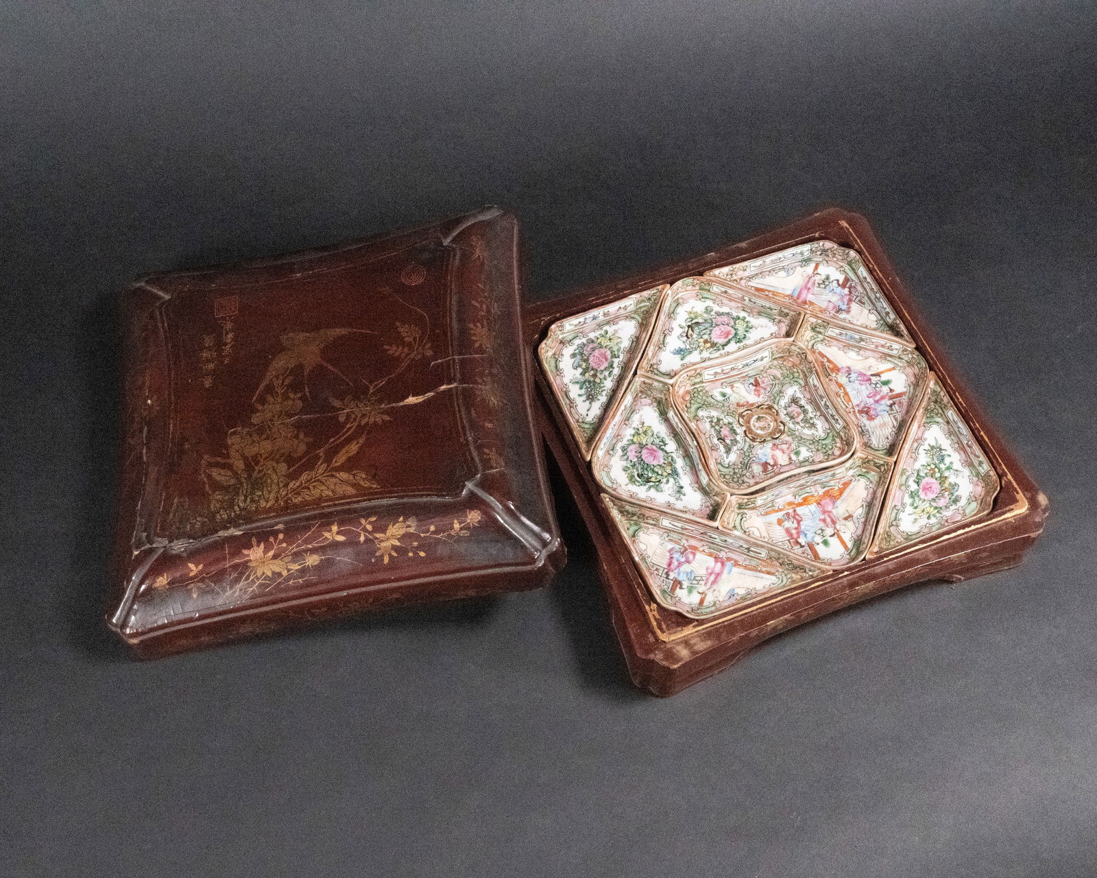 Chinese Famille Rose Canton Sweatmeat Ceramic Trays (1 of 5)