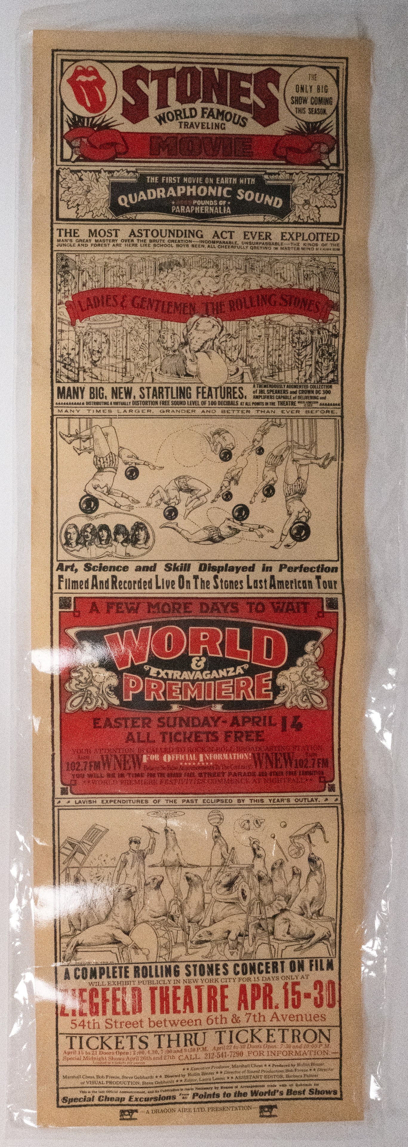 The Rolling Stones World Famous Traveling Movie Poster Mid Century Modern MCM Rock n Roll Music (1 of 8)