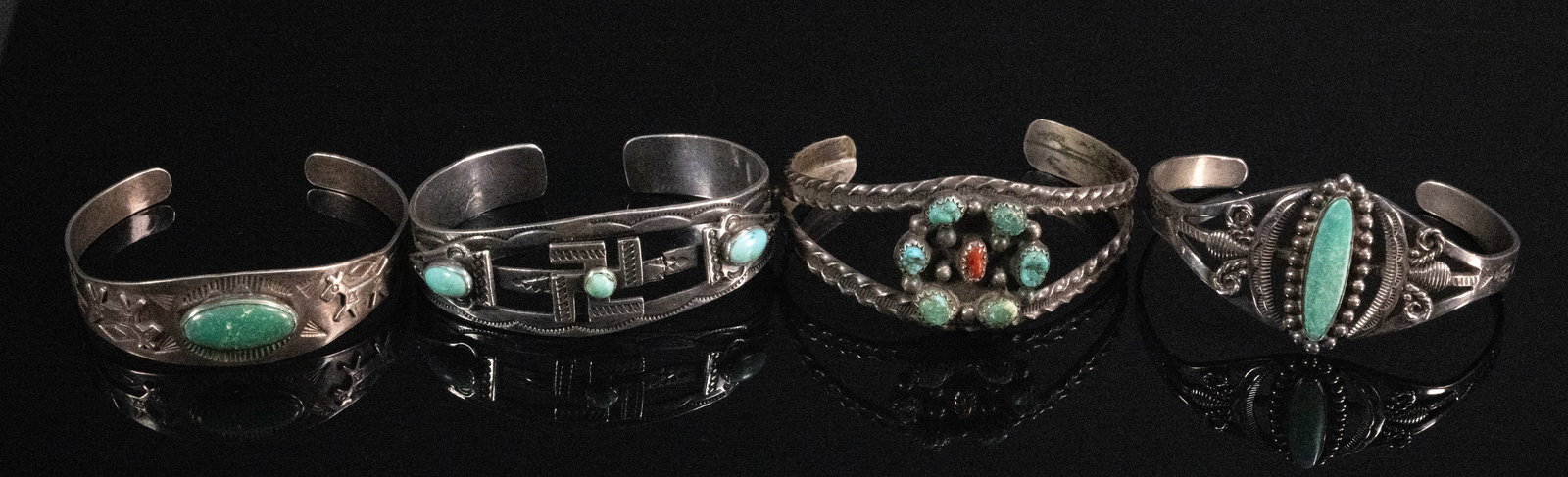 Navajo Native American Sterling Silver Cuff Bracelet Collection 4Pcs (1 of 7)