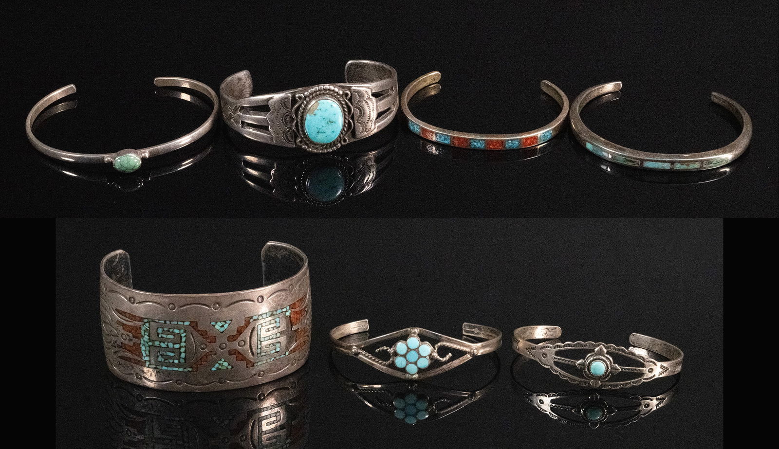 Native American Sterling Silver Cuff Bracelet Collection Navajo Zuni etc (1 of 10)
