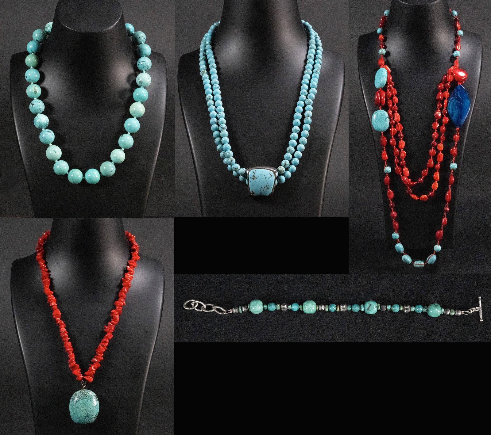 Native American Navajo Sterling Turquoise & Coral Jewelry Collection (1 of 7)