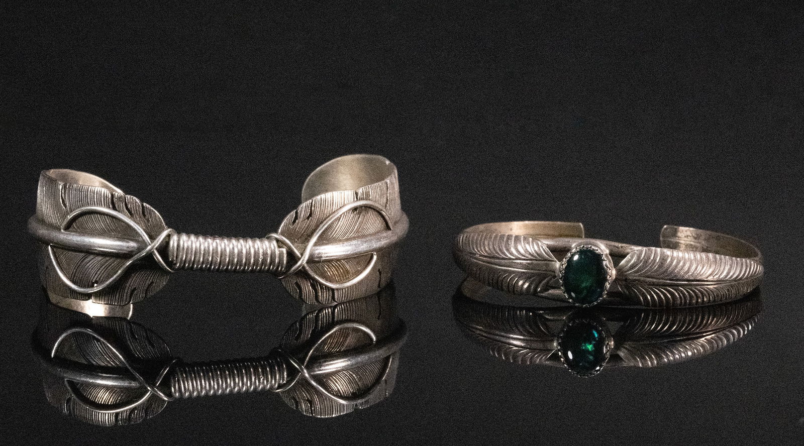 Navajo Native American Sterling Silver Feather Cuff Bracelet Collection (1 of 5)