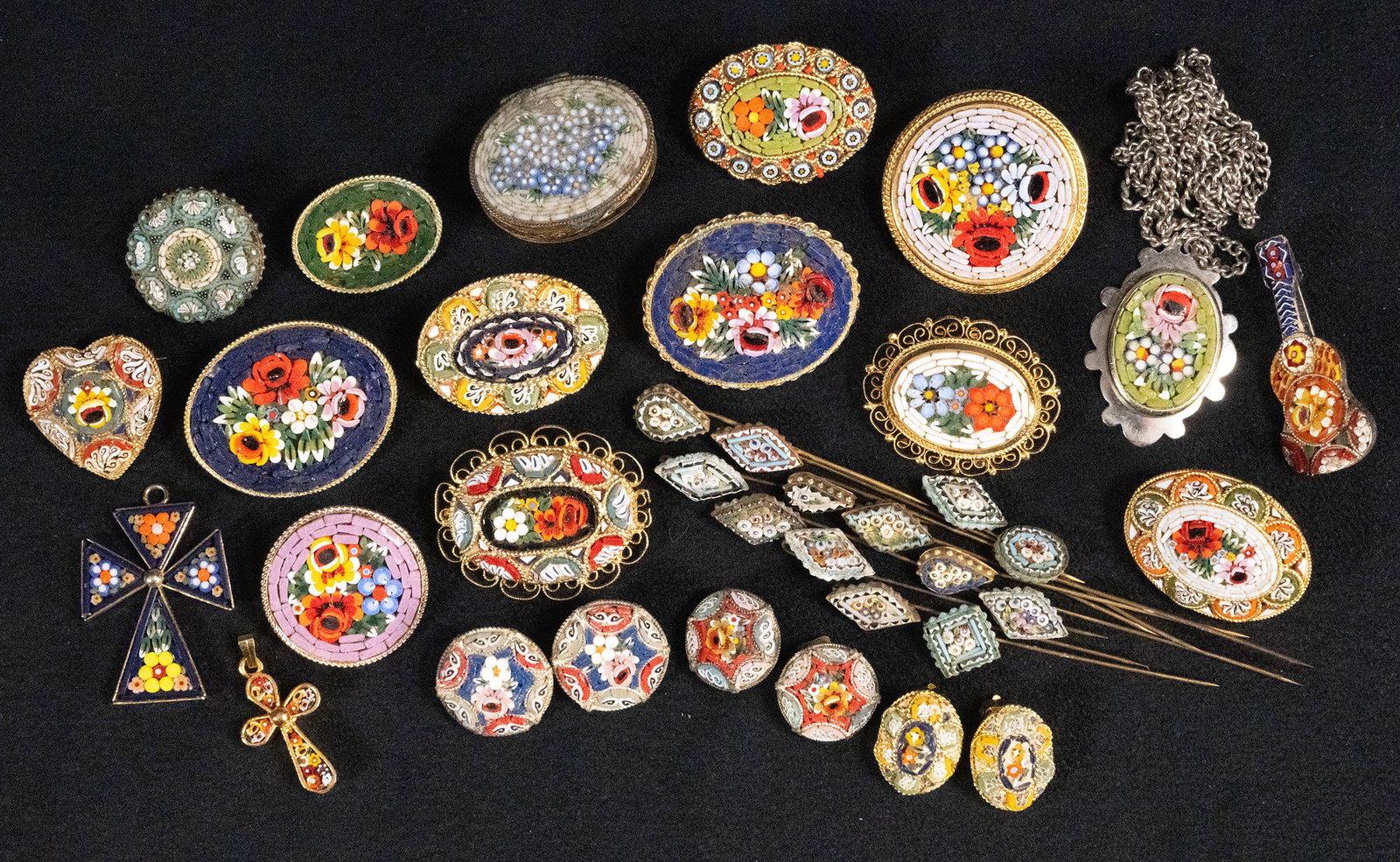 Large Italian Pietra Dura Micro Mosaic Millefiori Jewelry Collection (1 of 4)