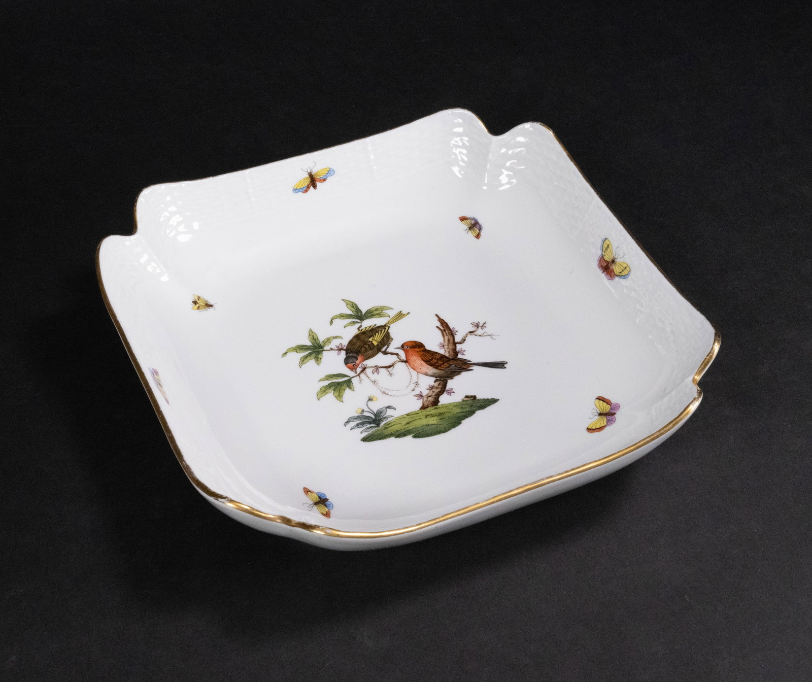 Herend Hungary Rothschild Bird Porcelain Square Bowl (1 of 7)