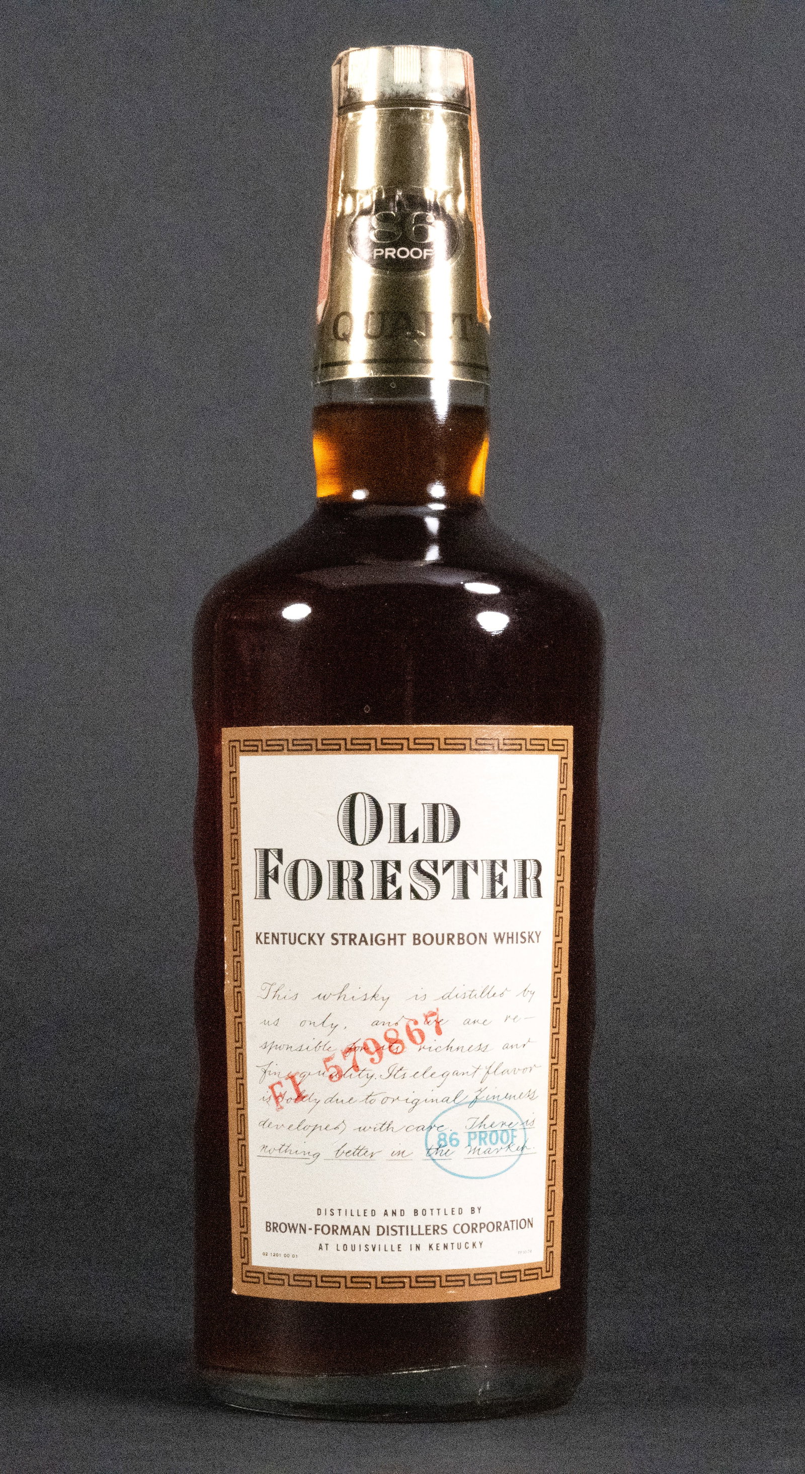 1960 Old Forester Kentucky Straight Bourbon Whisky 1 Quart Bottle (1 of 6)