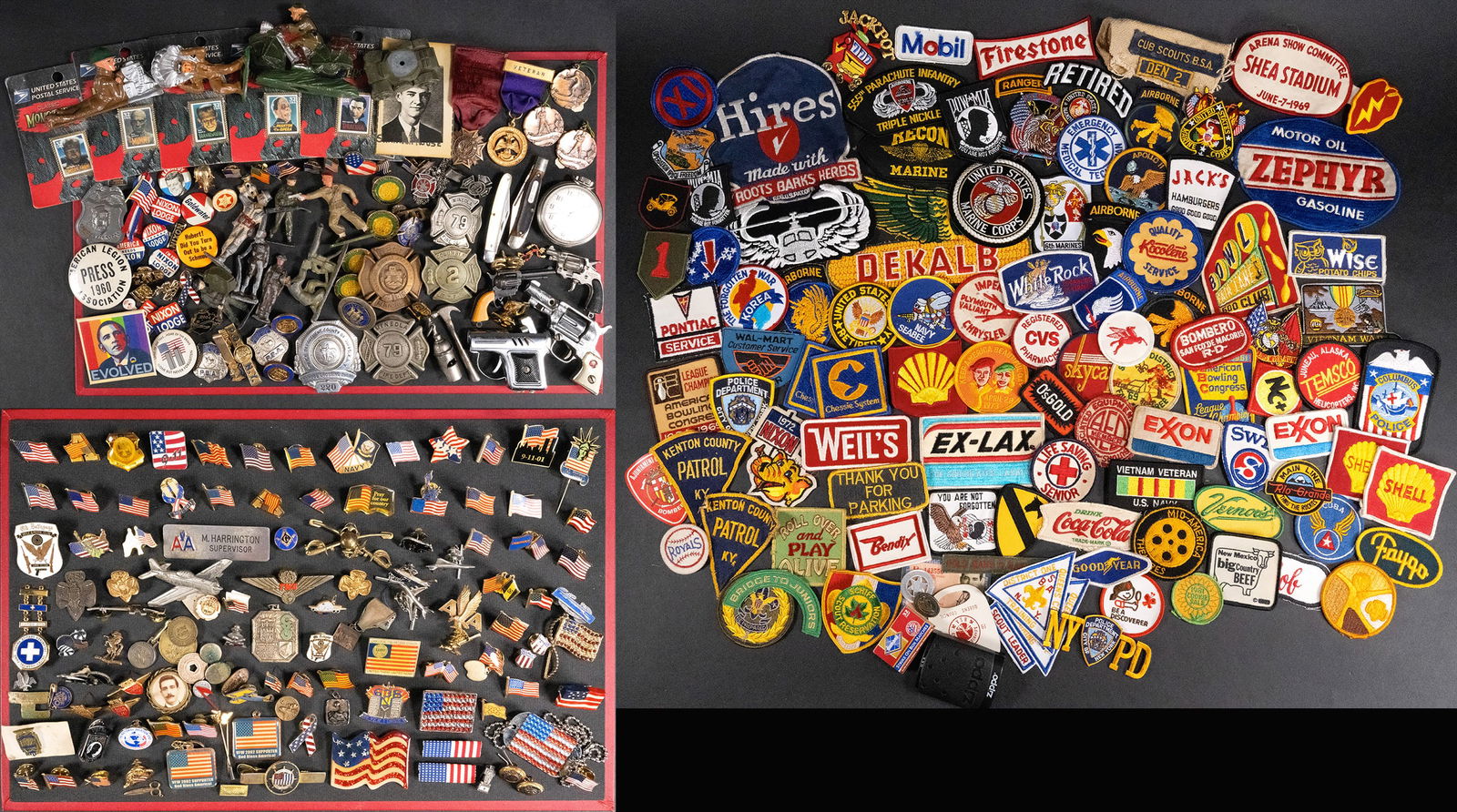 Large Gentleman Grandpas Junk Drawer Findings Lot Badges Pins Lighters etc (1 of 11)