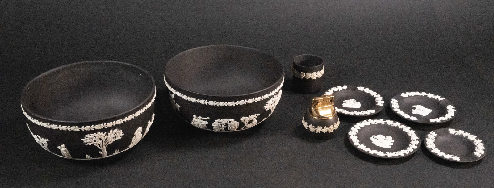 Wedgwood Black Jasperware Collection Bowl Ashtray Lighter etc (1 of 12)