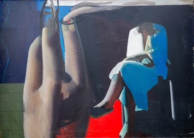 Ivan Kustura (Zagreb Croatia 1951-) Seated Figure Oil On Canvas 7Ft Long