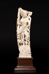Chinese Goddes Lakshmi Carved Sculpture