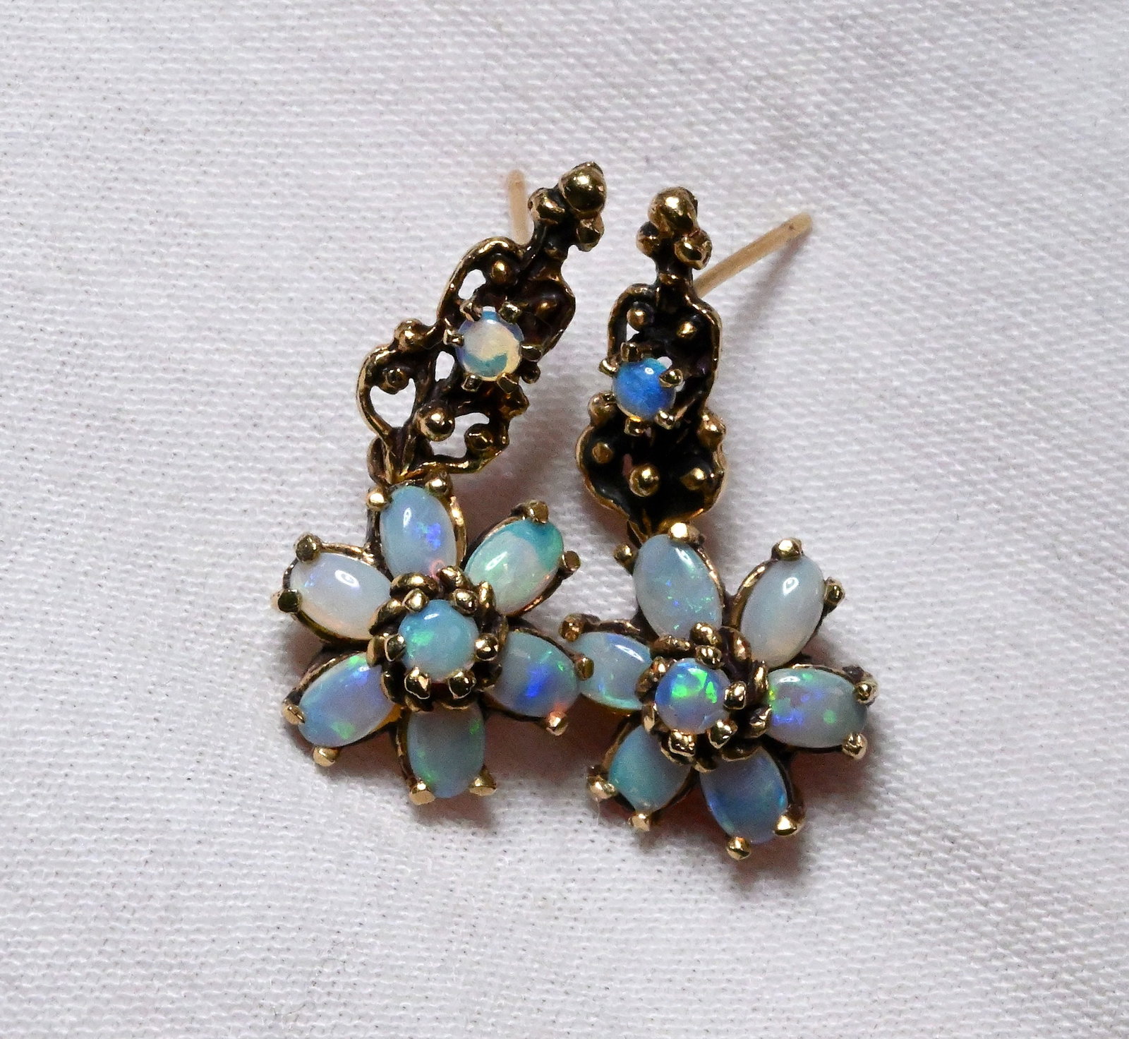 14K Gold & Opal Flower Earrings (1 of 6)