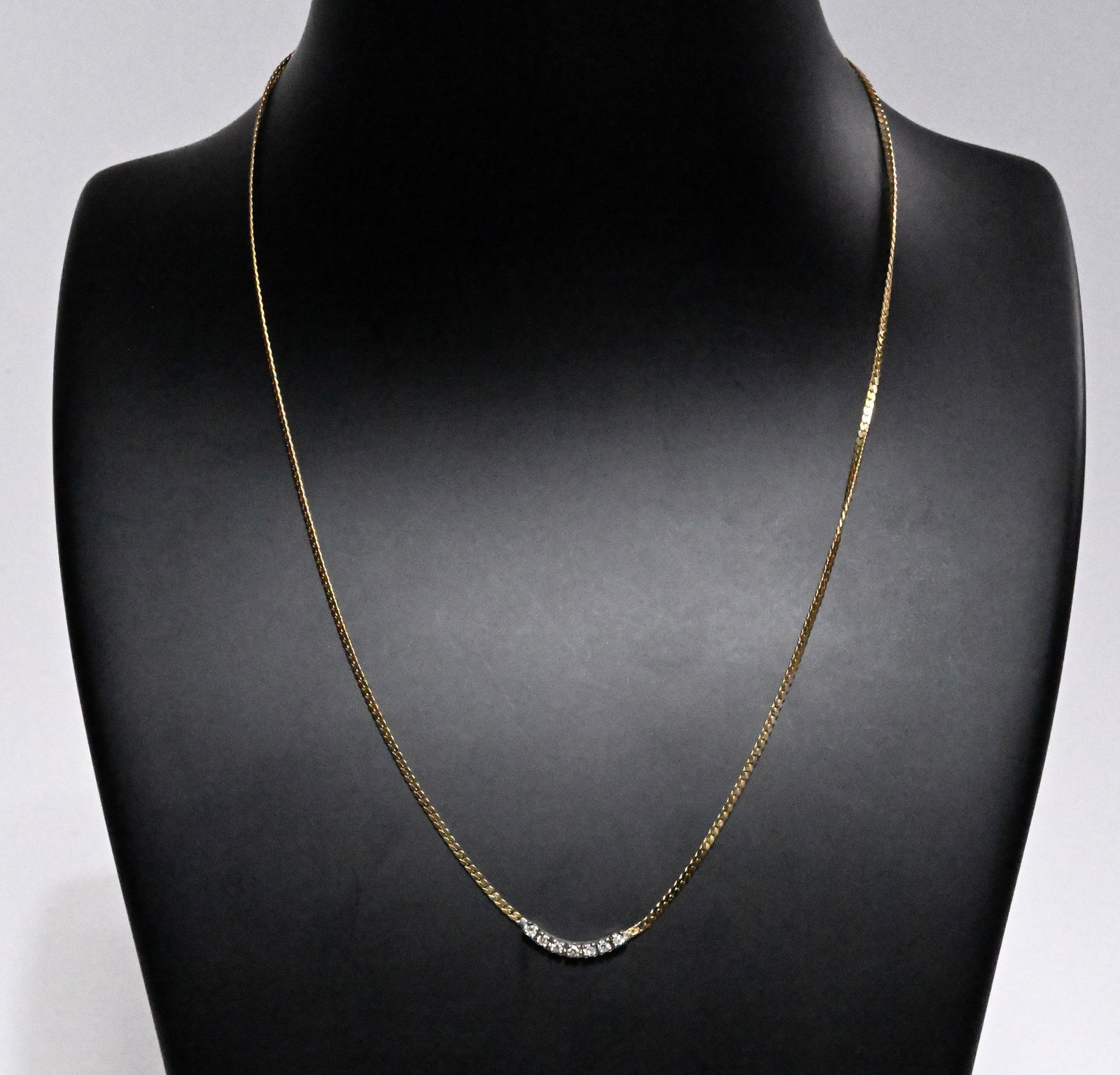 14K Yellow & White Gold Italian Herringbone Chain Necklace (1 of 5)