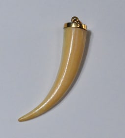 Chinese 14K & Carved Bone Pendant