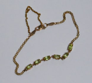 Gold & Green Stone Bracelet