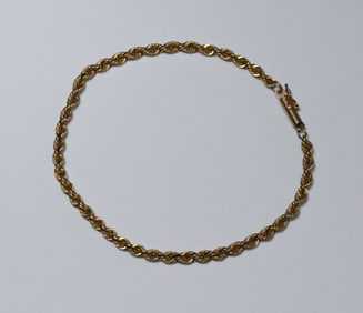 14k Gold Rope Bracelet  8"