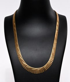 18K Gold Graduating Collar Necklace 18"L