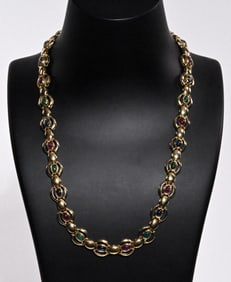 14K Gold & Multi Stone Necklace 17"