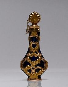 18th c. Gold Cut Cobalt Blue Glass Snuff Bottle