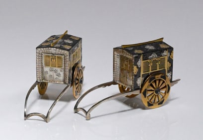 Pair Sterling Silver Rickshaw Salt Pepper Shaker