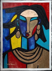 William Tolliver (America 1951-2000) "Sheba" Mix Media Monotype Painting On Arches Paper Signed