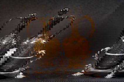 1854 Hyam Hyams English Sterling Silver Oil & Vinegar Cruet