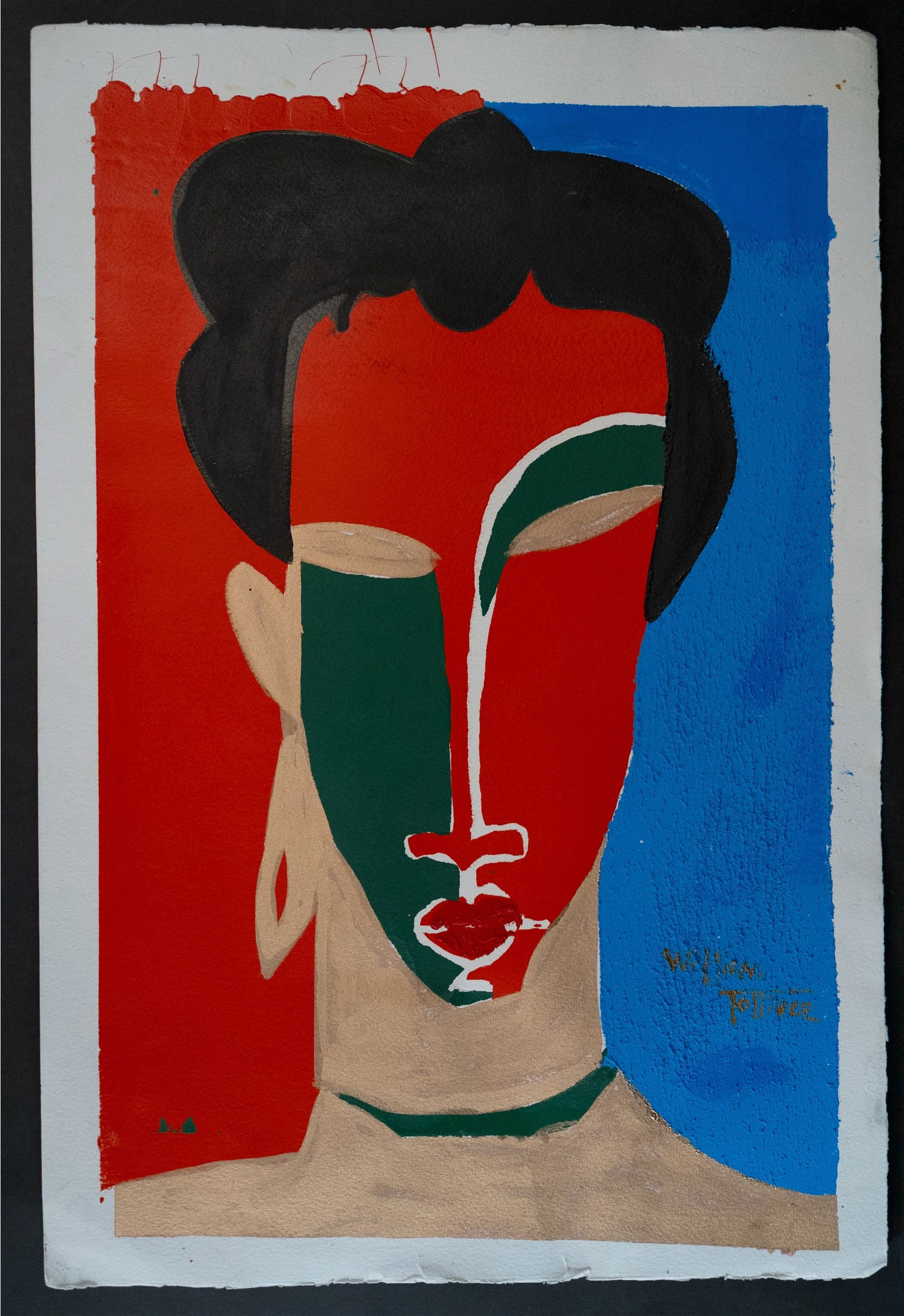 William Tolliver (America 1951-2000) Acrylic On Arches Paper Signed (1 of 7)