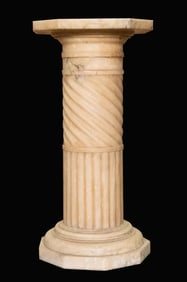 Large Marble Fluted Swirl Pedestal