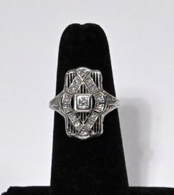 White Gold Art Deco Filigree Ring
