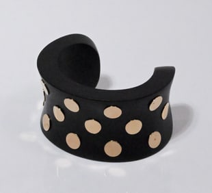14K Gold Ebony Wood Cuff Bracelet