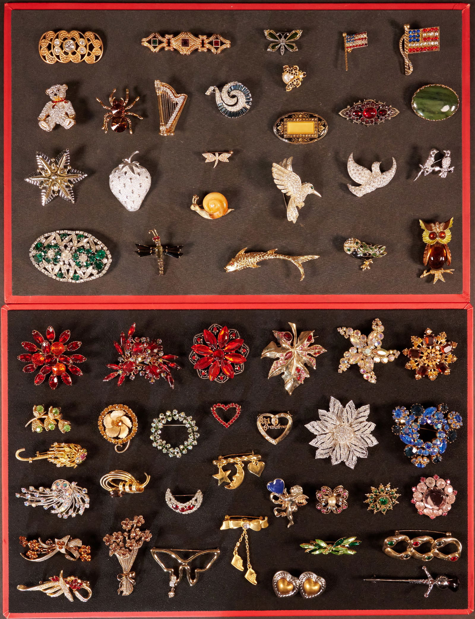Vintage Costume Jewelry Brooch Collection Signed Over 50pc Boucher Swarovski Etc (1 of 15)
