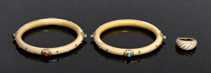 14K Gold Bone Jewelry Collection Bangles Ring