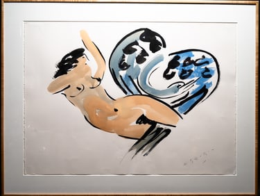 Reuben Nakian ( America 1897-1986) "Leda and the Swan" Ink And Wash On Paper Signed