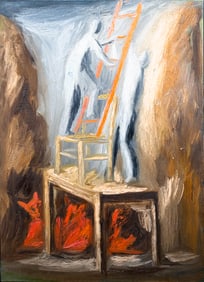 Roberto Barni ( Italy Born 1939-) Oil On Canvas "Acrobata Dell'Anima"