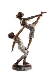 Ballerina Bronze Sculpture On Marble Base