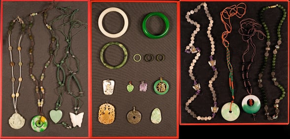 Chinese Jade Jewelry Collection 21pc