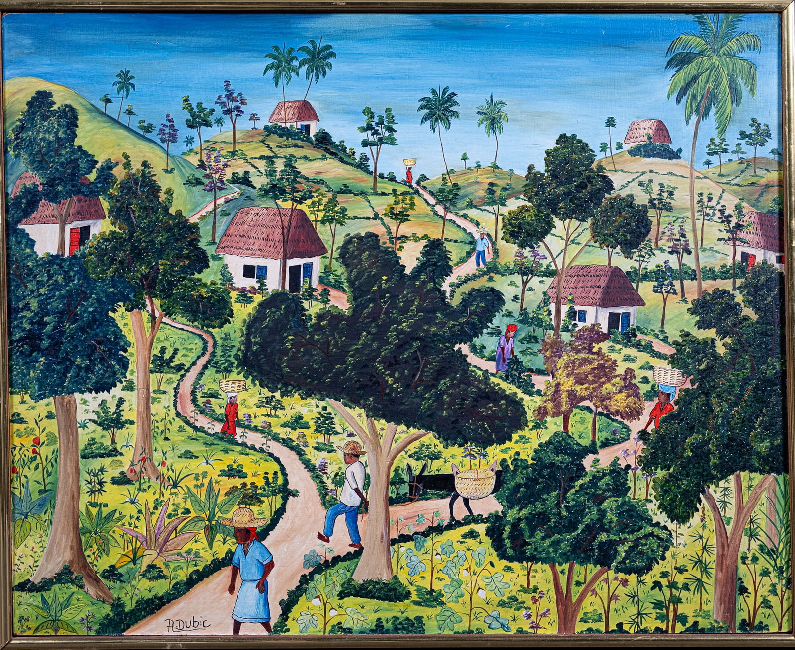Jean Abner Dubic ( Haitian Leogane b.1944-) Village Scene (1 of 6)