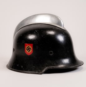 WWII German Double Decal Feuerschutzpolizei Helmet