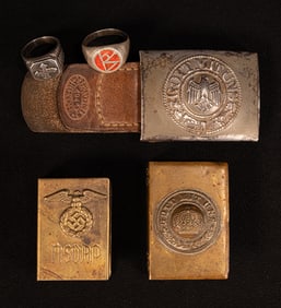 WWII German Group Lot Silver Ring Match Book Holder Belt Buckle etc