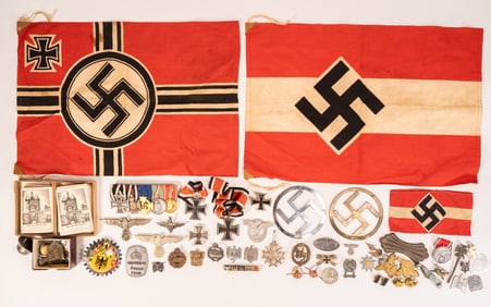 WWII German Group Lot Kreigsmarine Flag Armband Oder Badge Insignia etc