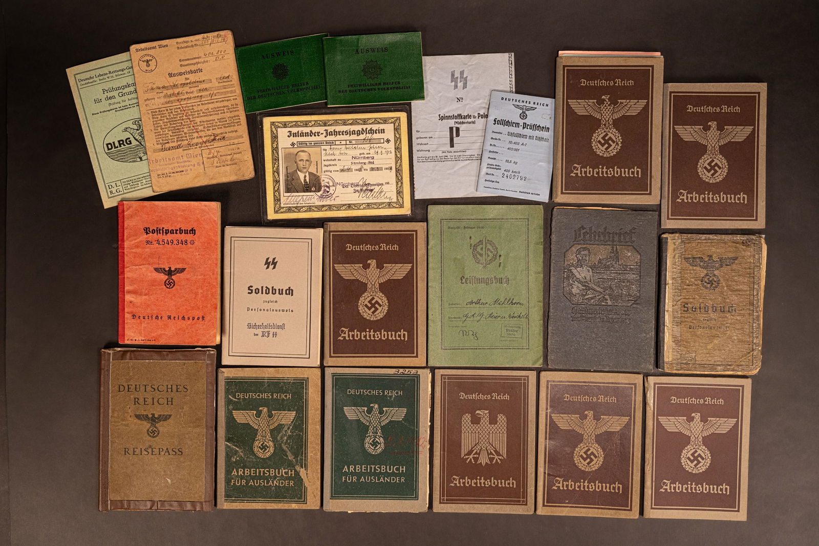 WWII German Document Group Lot Empires Identification Arbeitsbuch ID etc (1 of 15)