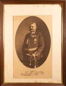 Large German Von Hindenburg Signed Photo Matted and Framed