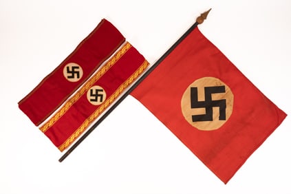 WWII German Group Lot Flag Armband etc