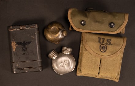 WWII Militaria Group Lot US German Russian Rifle Accessories etc
