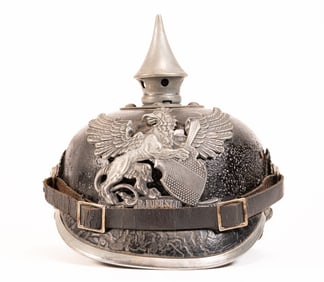 WWI Prussian Officer Leather Spike Pickelhaube Hlmet