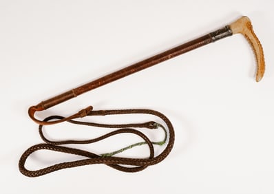 Abercrombie & Fitch Horse Whip Sterling Silver Elk Antler Horn Braided Leather