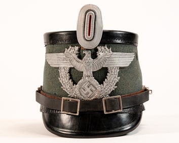 WWII German Metropolitan Police Shako by C. POSE WEHRAUSR?STUNGEN Berlin Sz 57 Named
