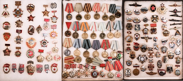 WWII Russian USSR German Medal Badge Order Award Group Collection Lot Over 100 Medals