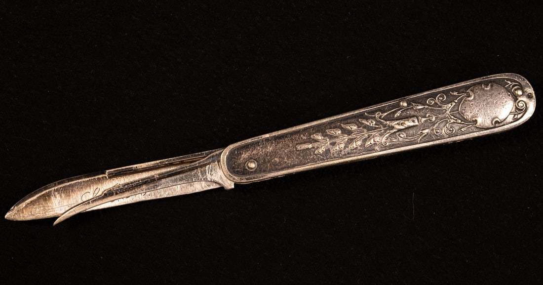 19th c Gorham Sterling Silver Pocket Knife Shield & Floral Pattern Number 071 (1 of 6)