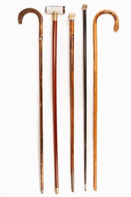 Lot of Gentlemens Walking Sticks & Canes Bone Gold Silver Figural Gaget Telescope